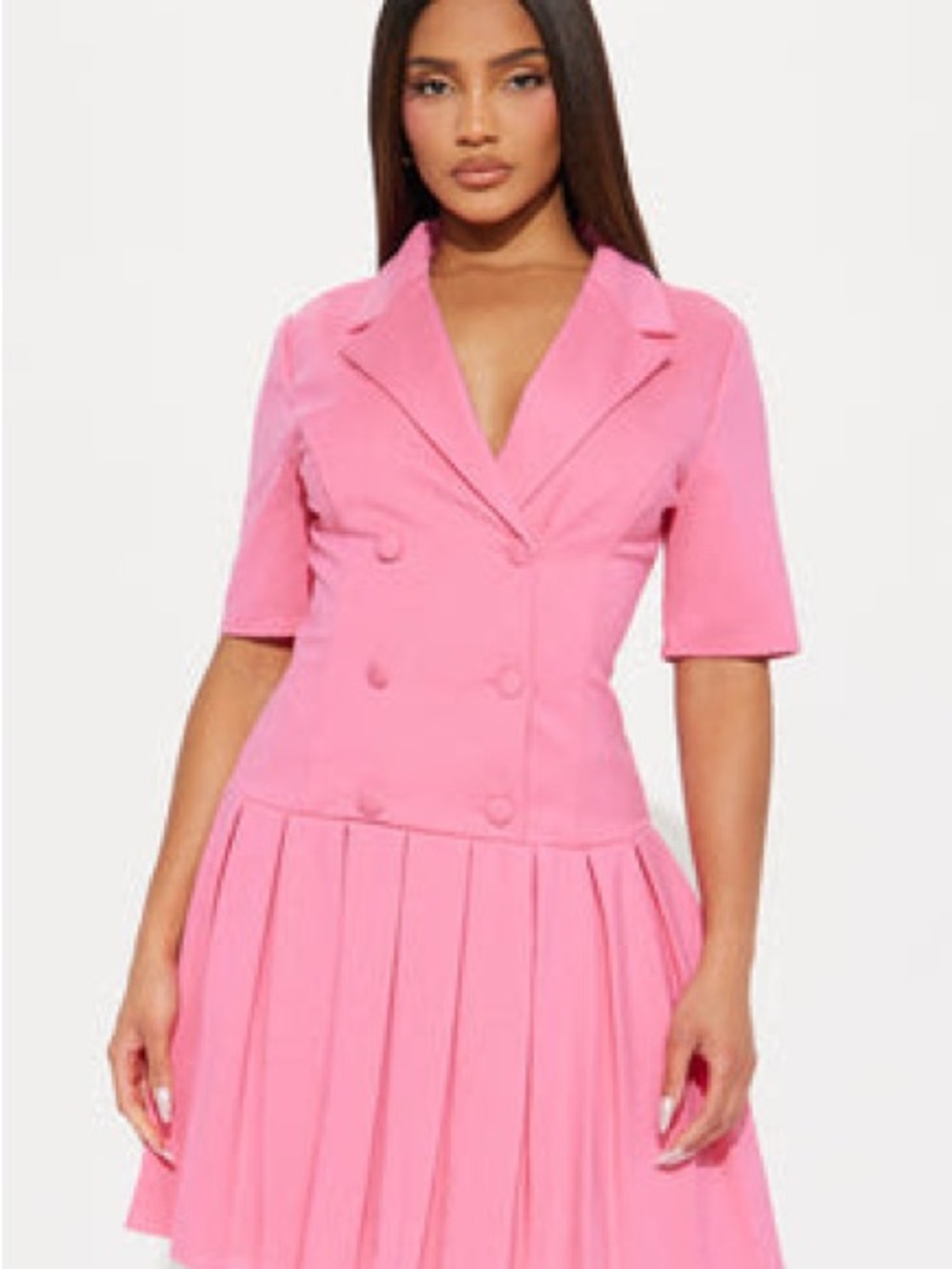 Women's Pink Double-Breasted Blazer Dress